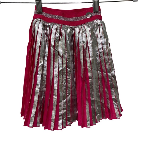 Disney Princess Girls Cheerleader Skirt Pink Silver Metallic Pleated Costume 3 - Picture 1 of 9